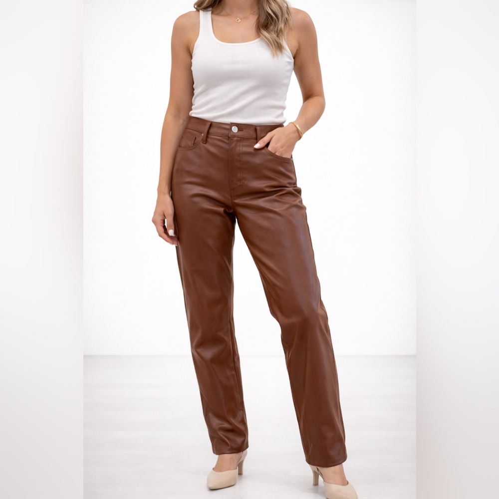 Joe’s Brown Faux Leather Pants | Size 29 | Straight Leg | High Rise